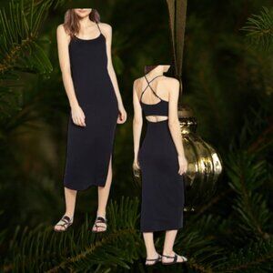 AG Adriano Goldschmied Quail Midi Cami Dress in Black  NWT Sz L